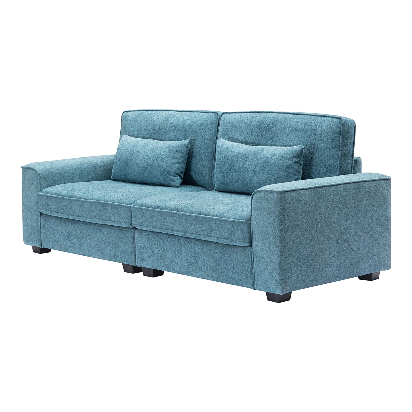Modern Fabric Sofa With Cushions, Sleek Arm Design