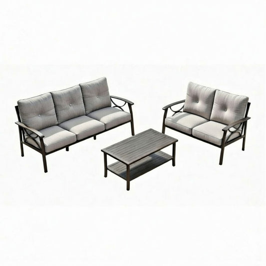 Patio Furniture Set With Coffee Table And Cushions For Backyard
