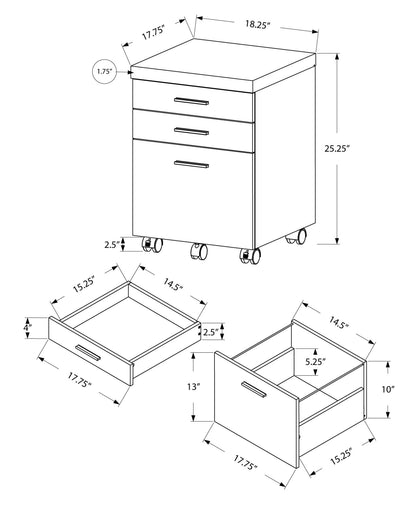 File Cabinet, Rolling Mobile, Storage Drawers, Printer Stand, Office, Contemporary & Modern