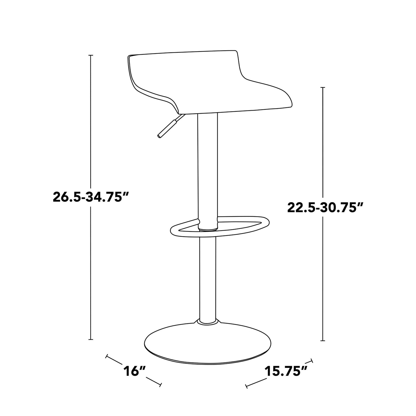 Ale - Contemporary Adjustable Height Barstool With Swivel With Oval Footrest (Set of 2)