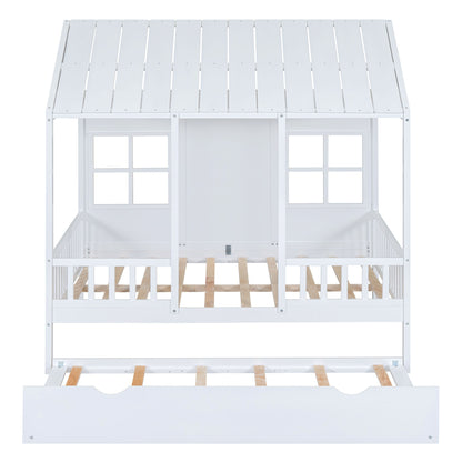 House Bed With Twin Size Trundle, Daybed