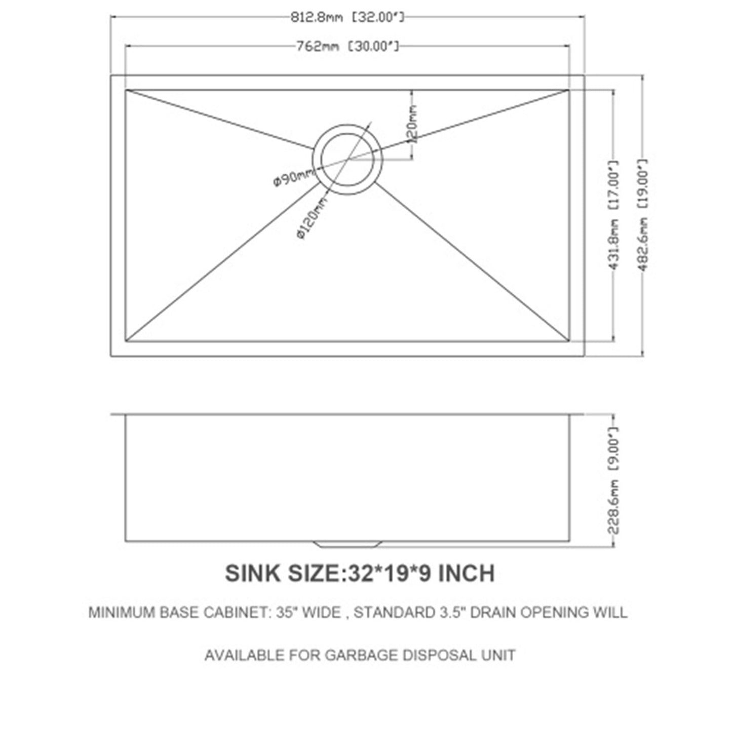Undermount Stainless Steel Kitchen Sink, Deep Single Bowl Basin