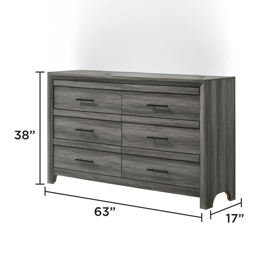 Denver - 6 Drawer Dresser - Gray