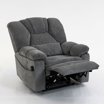 Ultra Wide Electric Lounge Chair With Hot Massage Heating And Auxiliary Standing Function, For Living Room - Gray
