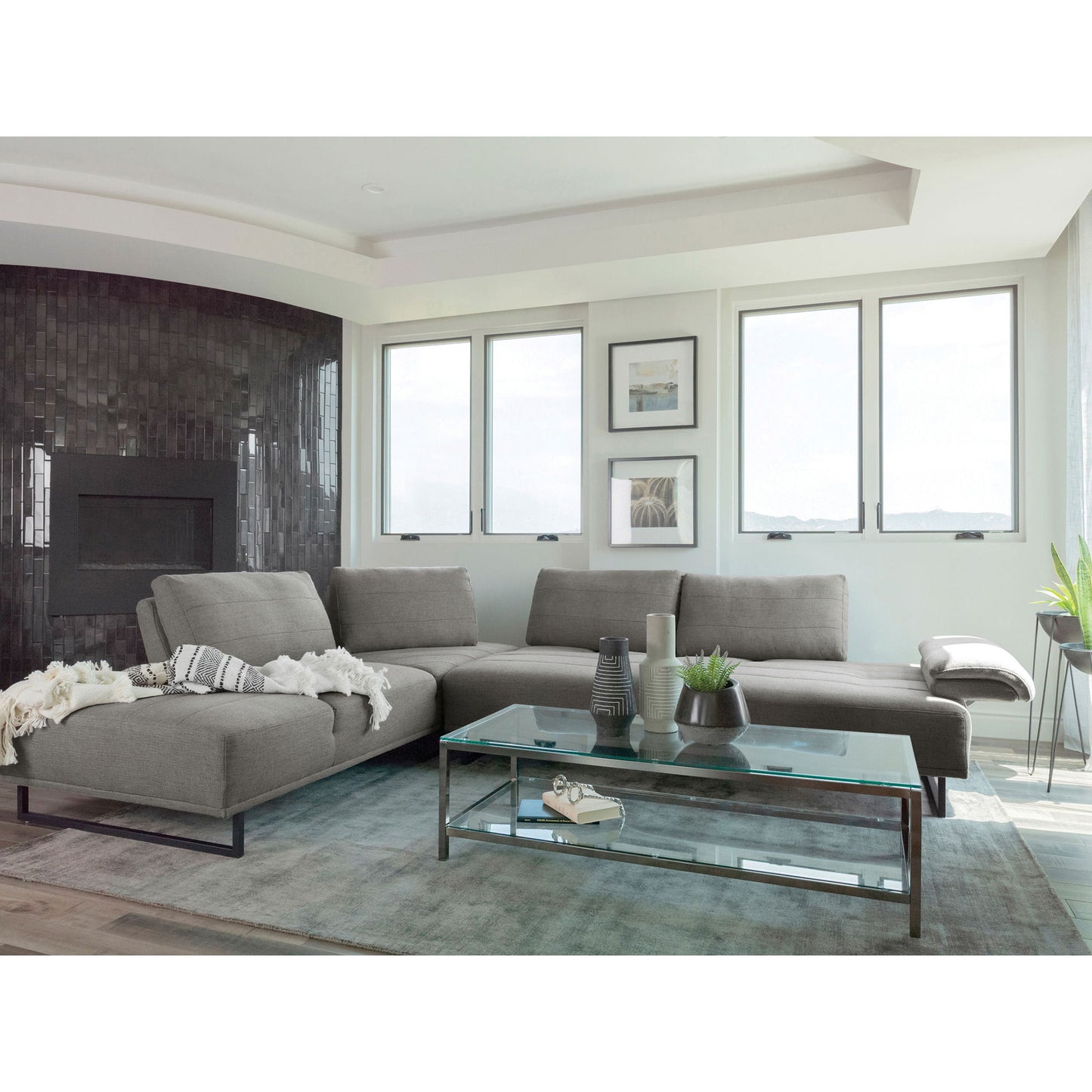 Harnal - L-Shape Sectional Adjustable Back Comfort Focused Sofa - Taupe