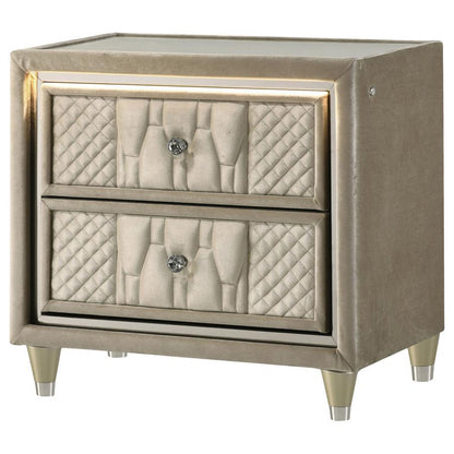 Lorient - 2-Drawer LED Nightstand With USB - Ivory And Camel