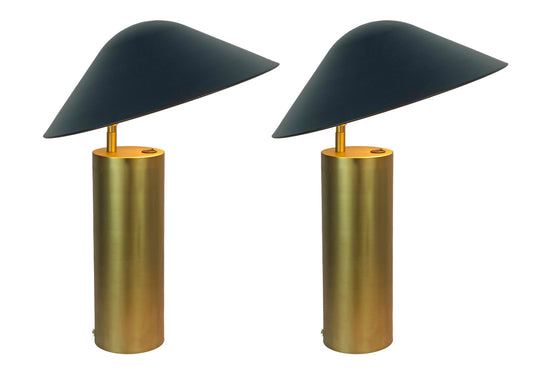 Sculpted Glow Metal Accent Lamp (Set of 2) - Brushed Gold / Matte Black