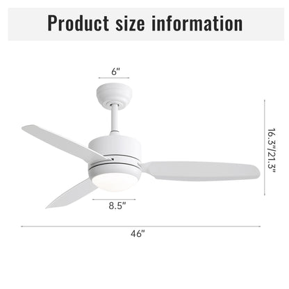 46" New Design Ceiling Fan With Lights 3 ABS Blades 6-Speed Dc Motor