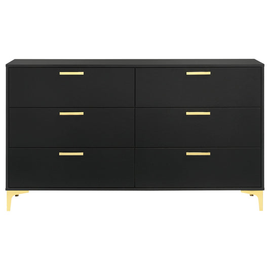 Lexie - 6 Drawer Rectangular Dresser - Black