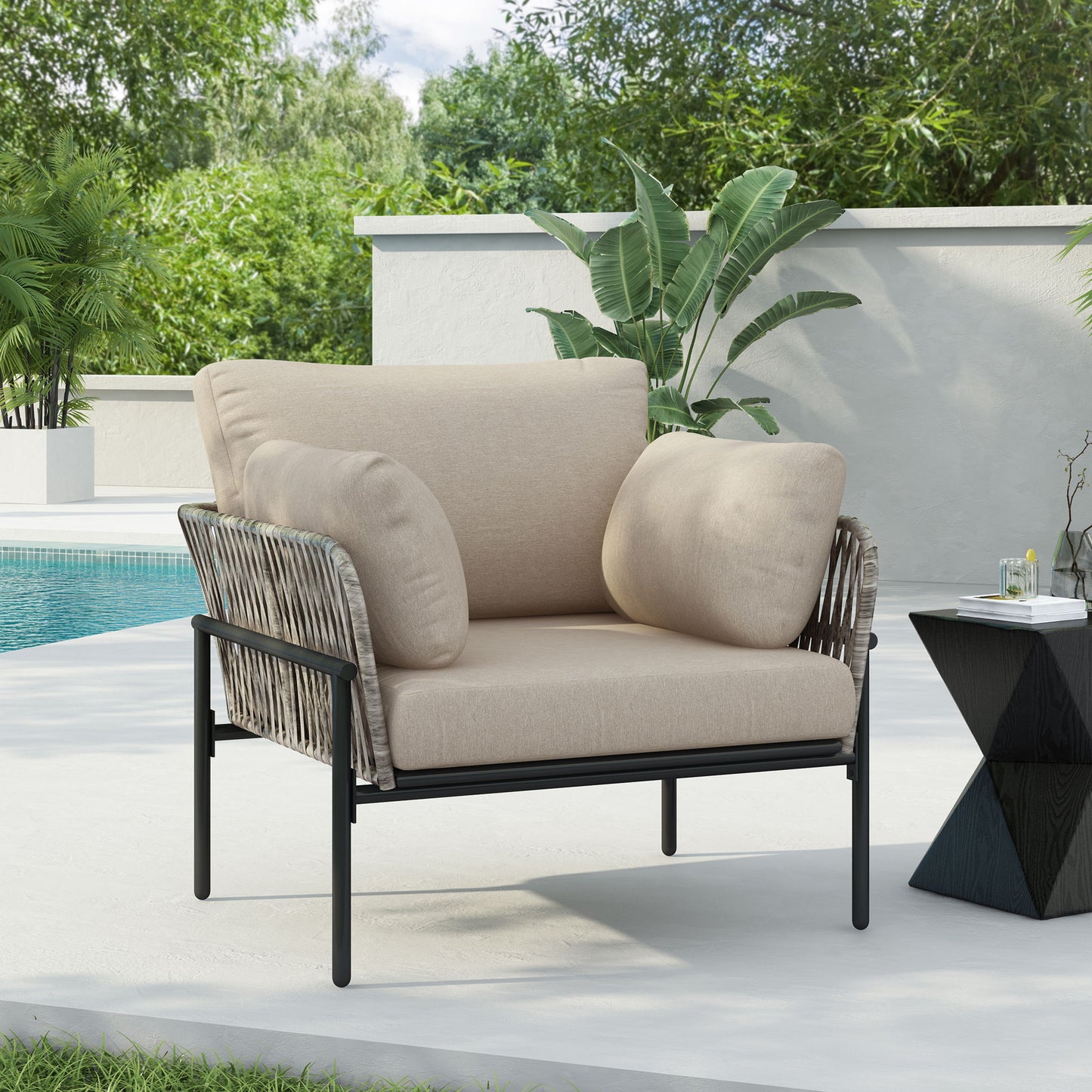 Rope Lounge Chair With Cushions For Modern Spaces