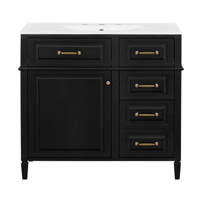 Modern Bathroom Vanity With Sink Top, Flip Drawer Design