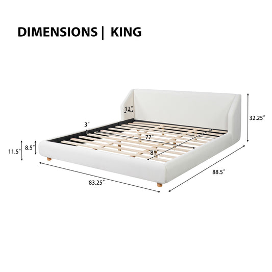 Modern Upholstered Bed Frame With Wingback Headboard