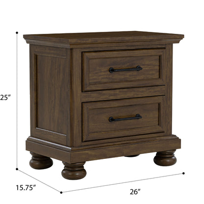 2 Drawer Nightstand With USB Charging Station