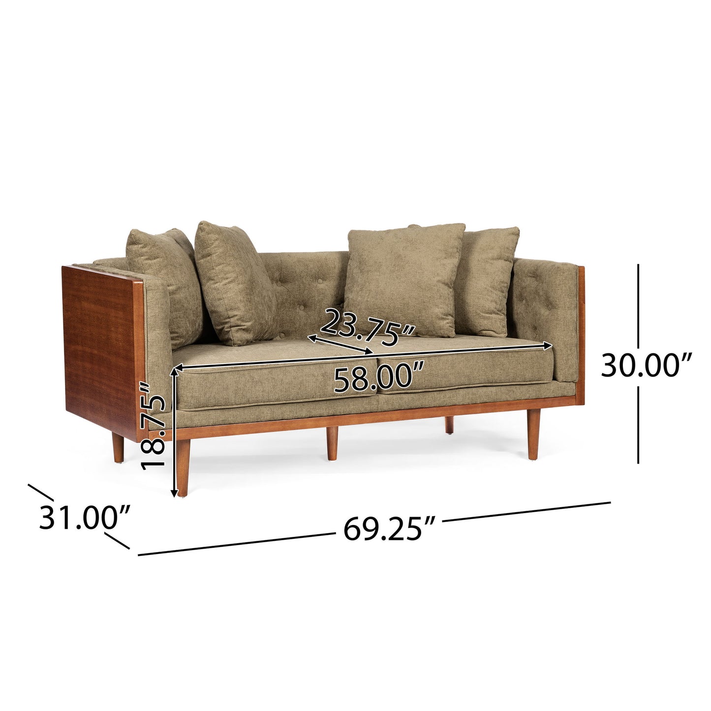 Retro Modern Loveseat With Button Tufted Upholstery