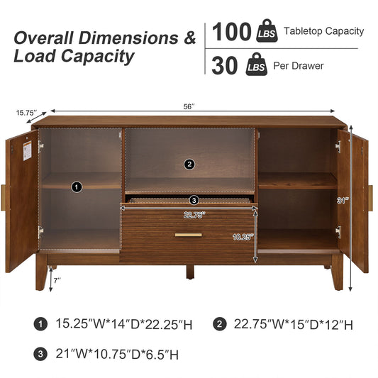 TV Stand With Drawer And Cabinets - Brown