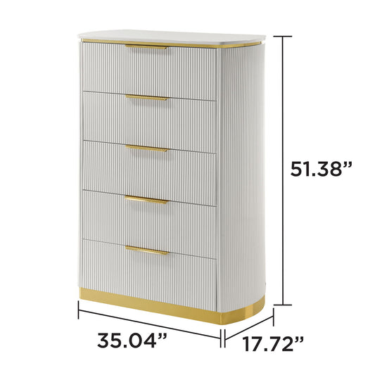 Giovanni - 5 Drawer Chest - White