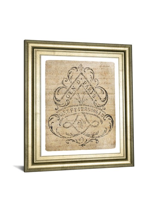 Letter Crest I Vintage V2 By Wild Apple Portfolio - Framed Print Wall Art - Beige