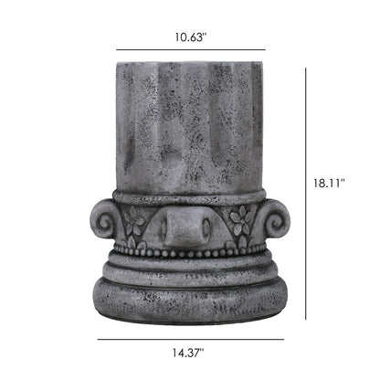 Outdoor End Table, Round Side Table For Patio And Garden - Antique Gray