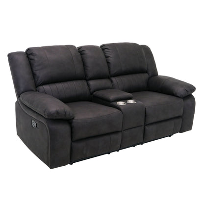 Reclining Console Loveseat - Black - Fabric