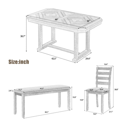 6 Piece Dining Table Set With Ergonomic Seating