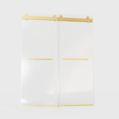 Frameless Double Sliding Soft-Close Shower Door, 3 / 8" (10Mm) Thick SGCC Tempered Glass Door, Matte