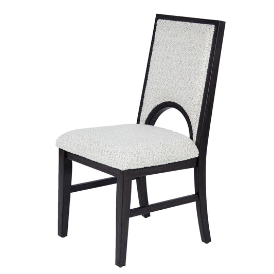 Upholstered Dining Chairs With Arched Cutout Backrest (Set of 2) - Black / White
