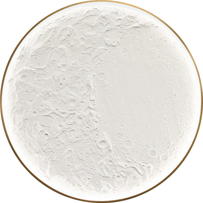 Lunar Relief Hand-Painted LED Canvas In Frame - Ivory / White