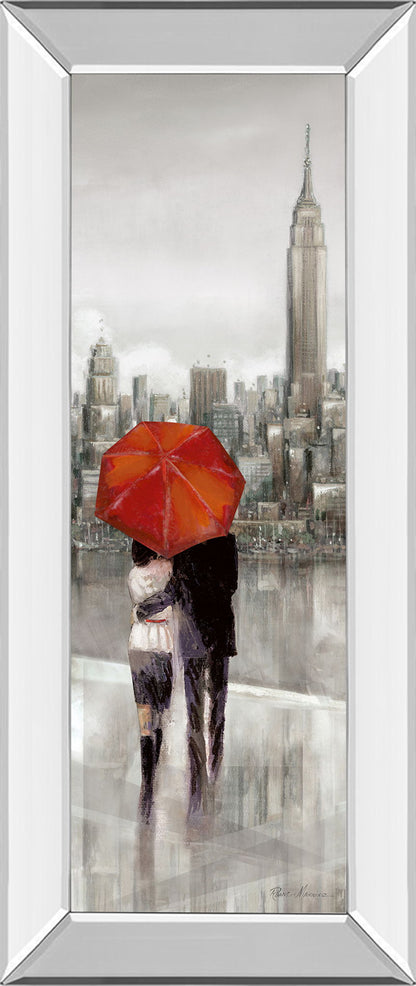 New York Stroll By Ruanne Manning - Mirror Framed Print Wall Art - Gray