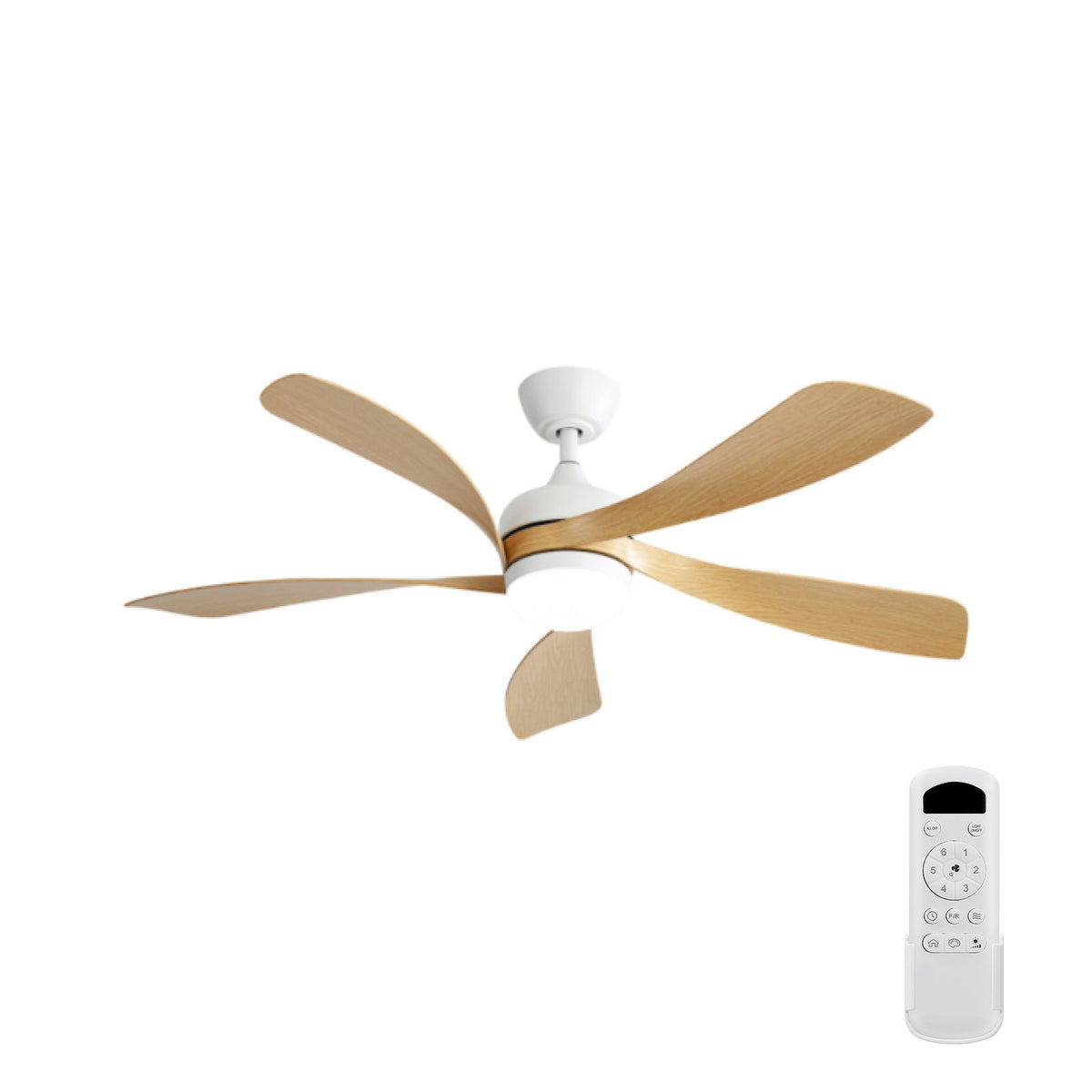 52" Ceiling Fan With 3 Color Dimmable LED Light, 5 Blades, Remote Control, Reversible DC Motor