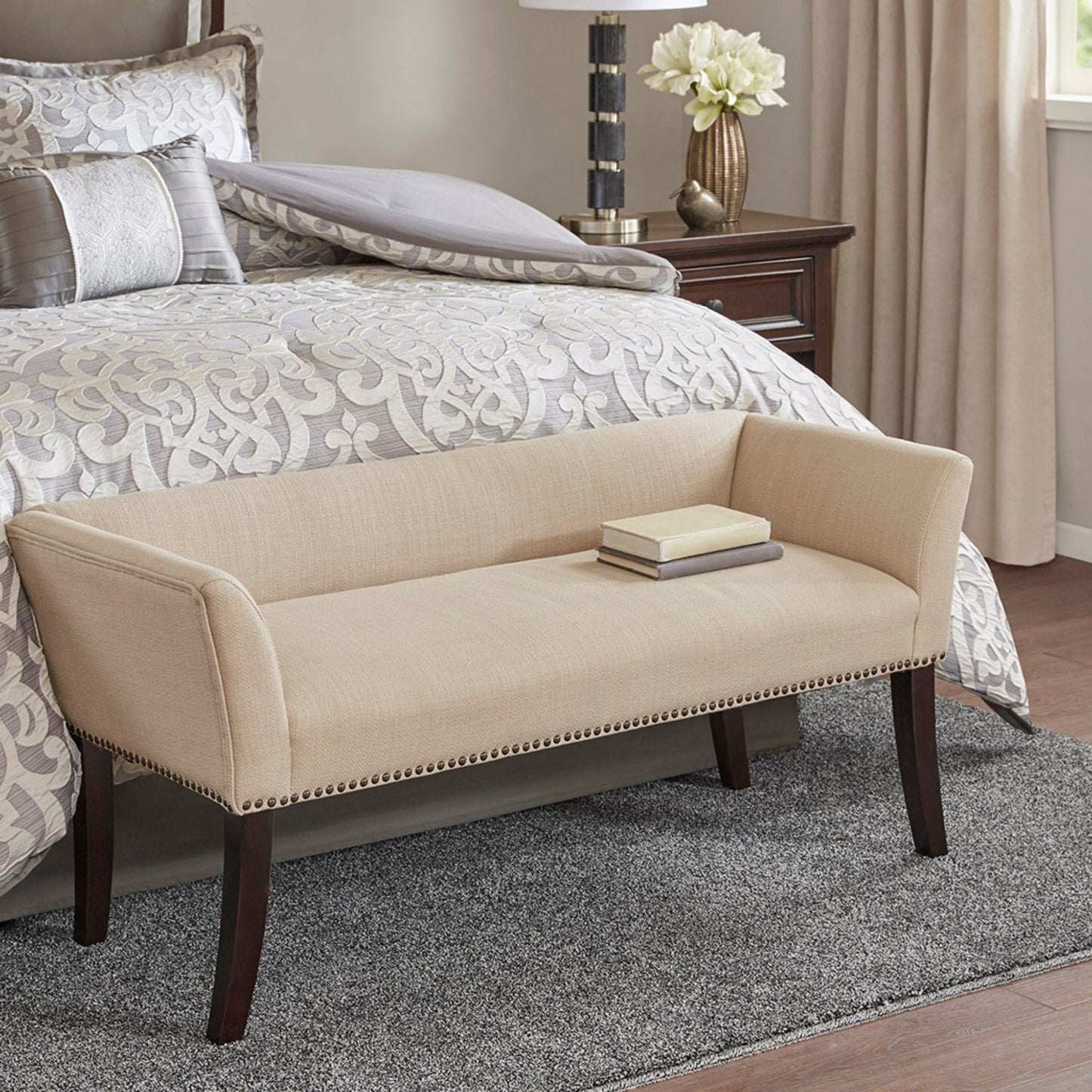 Elegant Design Bench Upholstery, Solid Wood Frame