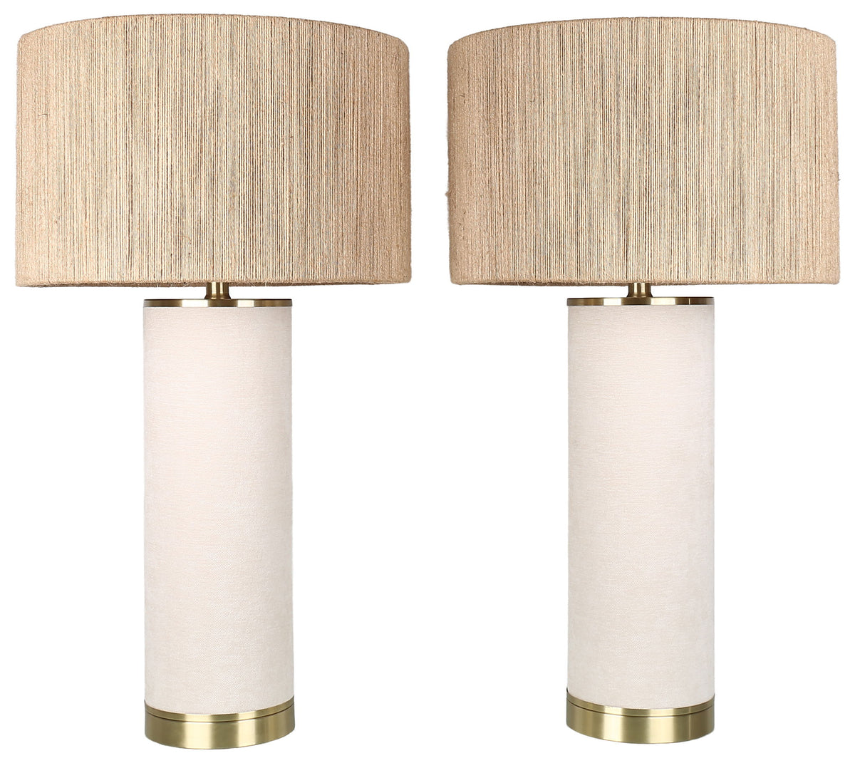 Linen Haven - 31 X 17 - Textured Linen Table Lamp (Set of 2) - Ivory Textured Linen