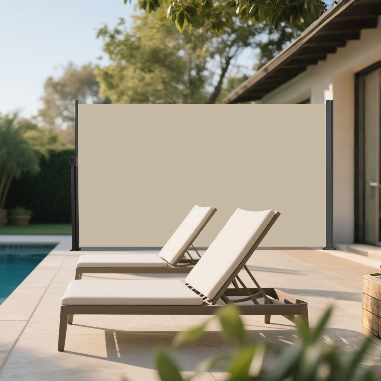 Retractable Side Awning, Waterproof And UV Resistant, Privacy Screen For Patio
