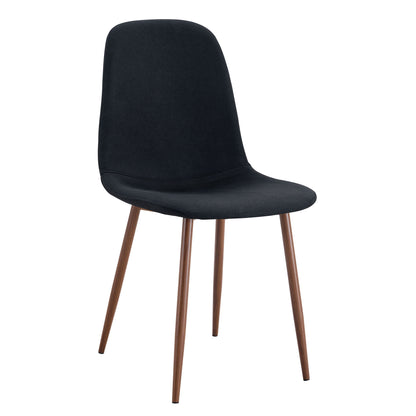 Luxury Simple Chair (Set of 4) Linen Cotton High Resilience Dining Chair With Metal Color Leg - Black / Walnut