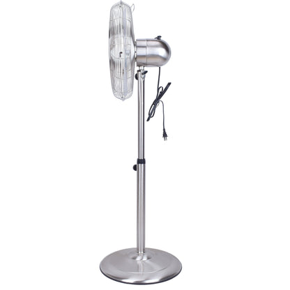 Stand Fan, 4 Blades, Rotary Knob Switch, Oscillation Function, Tilting Angle - Chrome