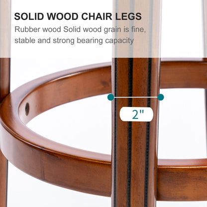 29.5'' Cow Top Wooden Bar Stool, 360 Degree Swivel Bar Height Chair With Backs For Home Kitchen Counter