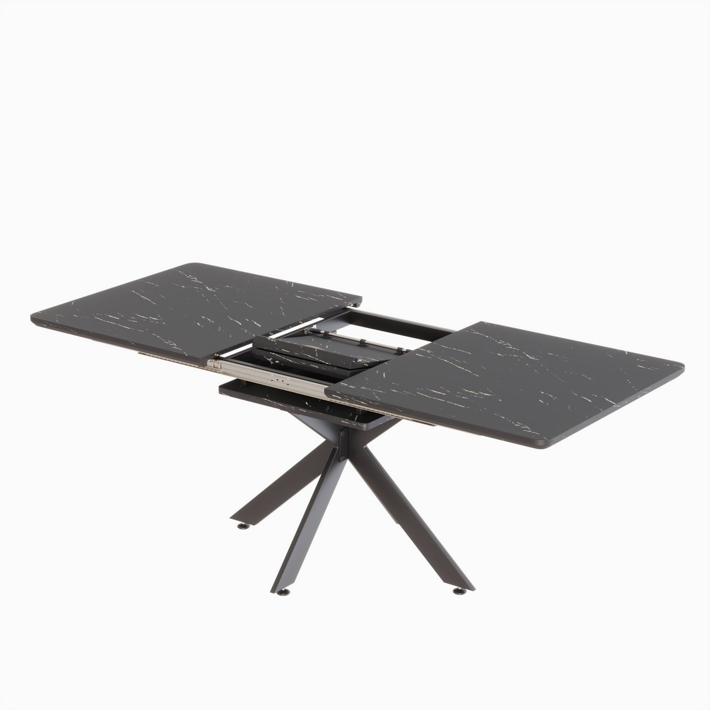 Extendable Dining Table Set With Curved Backrest Upholstered Chairs