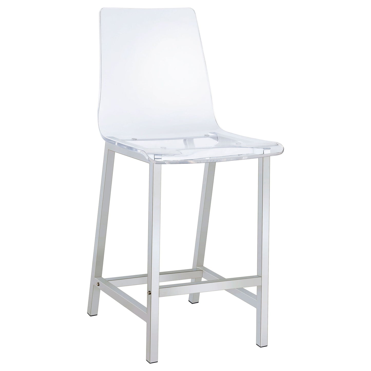 Counter Height Stools With Curved Back Design (Set of 2) - Clear