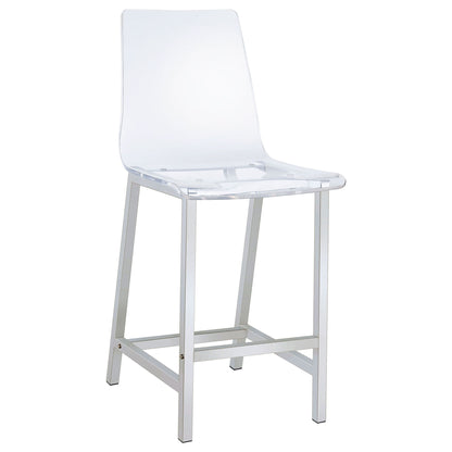 Counter Height Stools With Curved Back Design (Set of 2) - Clear