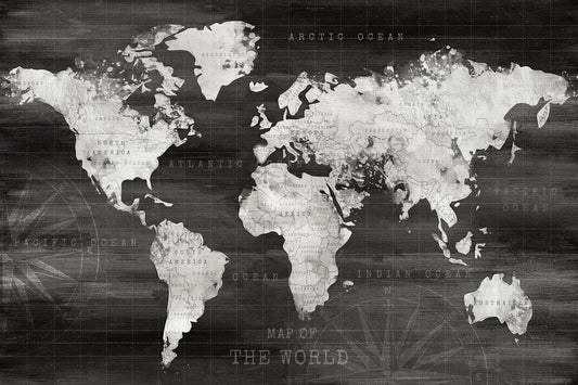 Small - Industrial World Map By Natalie Carpentieri - Dark Gray