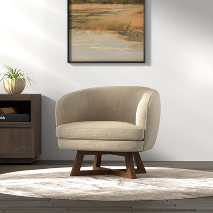 Swivel Accent Chair With Sculptural Base