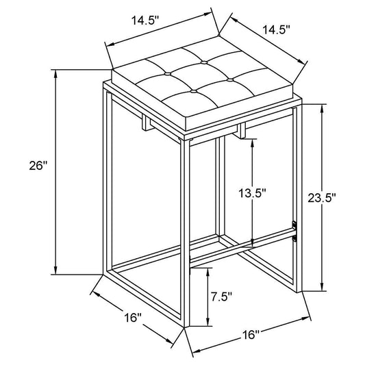 Square Counter Height Stools (Set of 2) - Beige / Gold