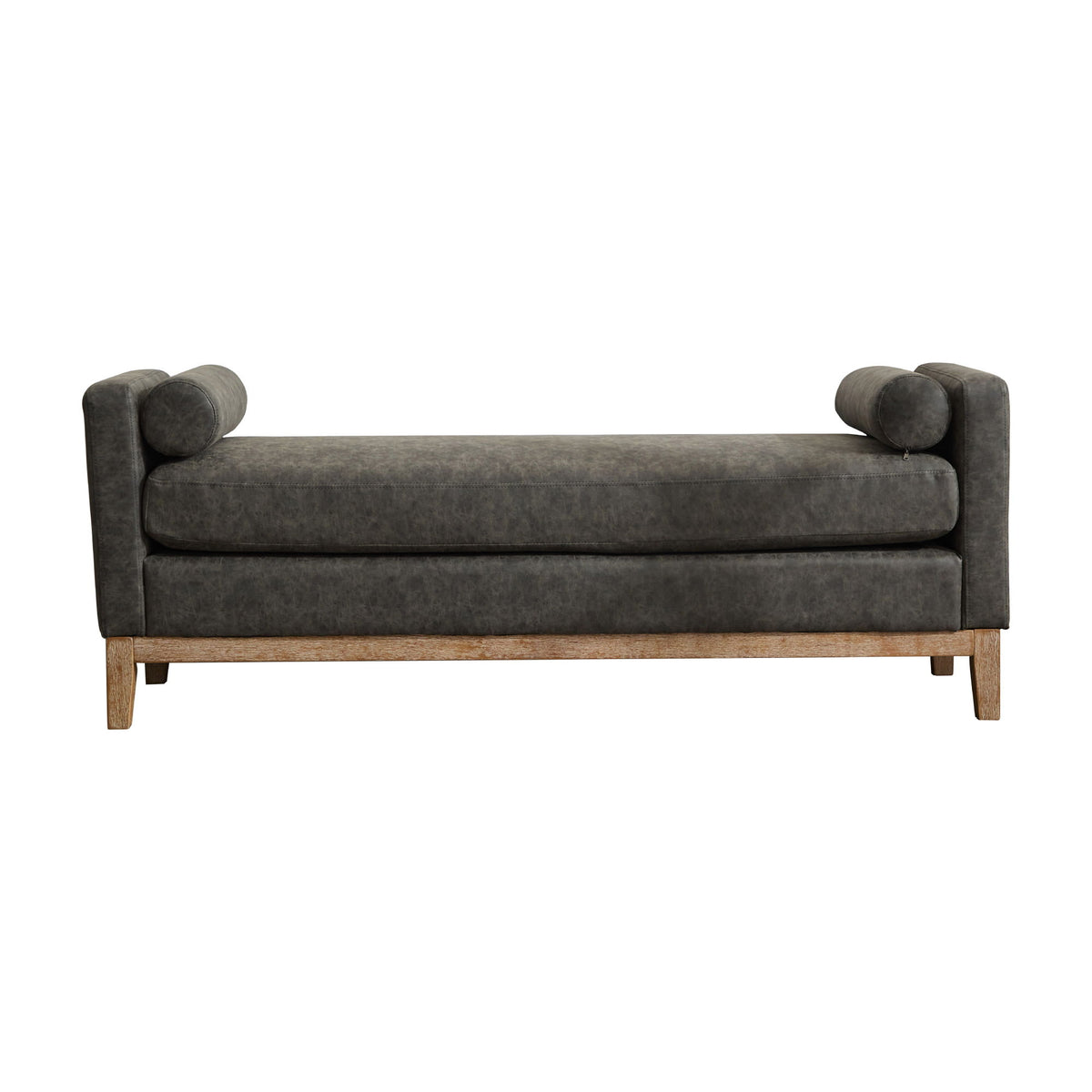 Upholstered End Of Bed Bench With Arms & 2 Bolsters For Bedroom