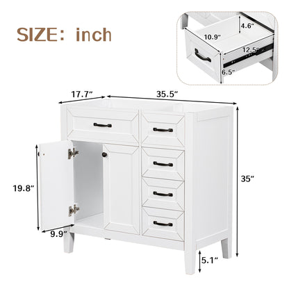 Modern Bathroom Vanity Base Only, 2 Doors And 3 Drawers