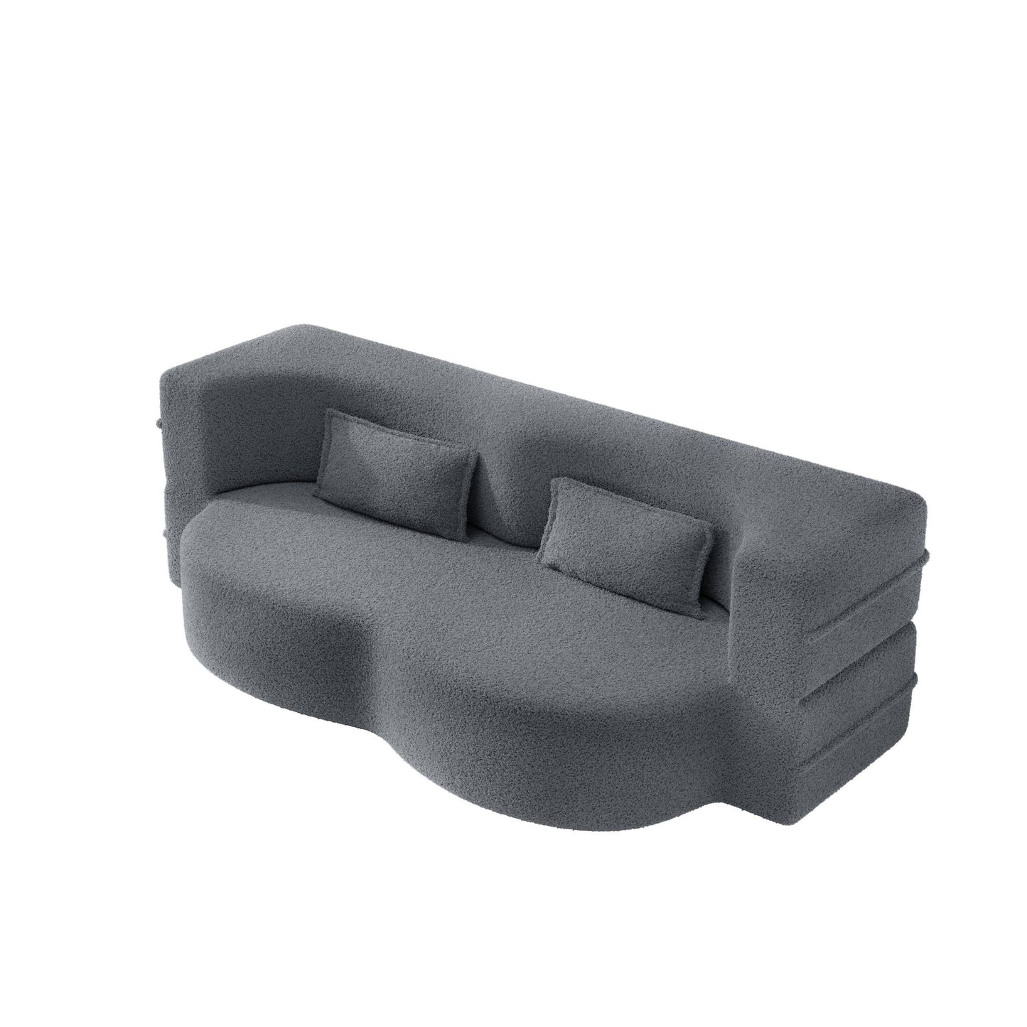 Modern Floor Sofa With 2 Pillows, Twin Size For Living Room