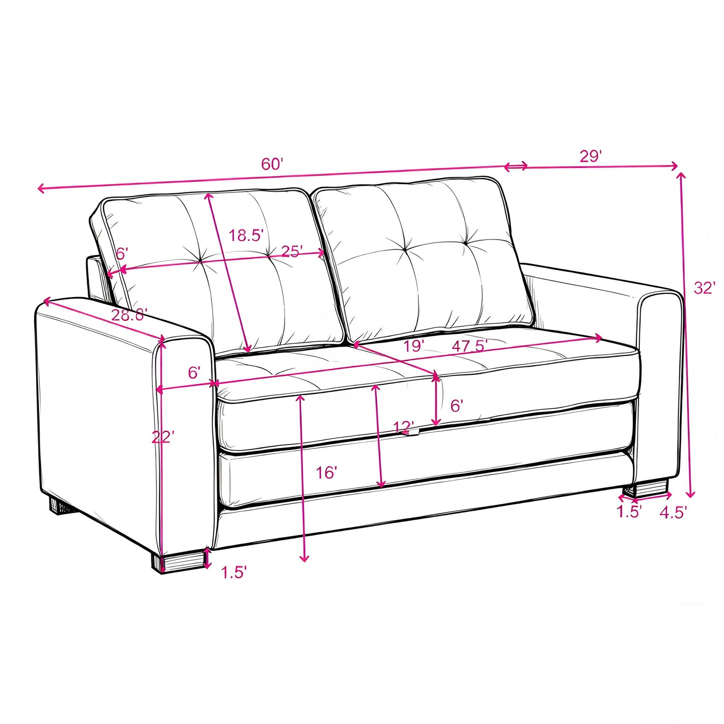 Upholstered Pull Out Sleeper Loveseat