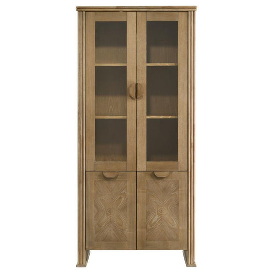 Adina - Tall Display Cabinet - Distressed Light Brown