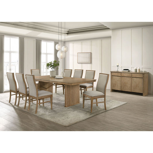 10 Piece Extension Dining Set With Upholstered Chairs And Matching Sideboard - Light Brown