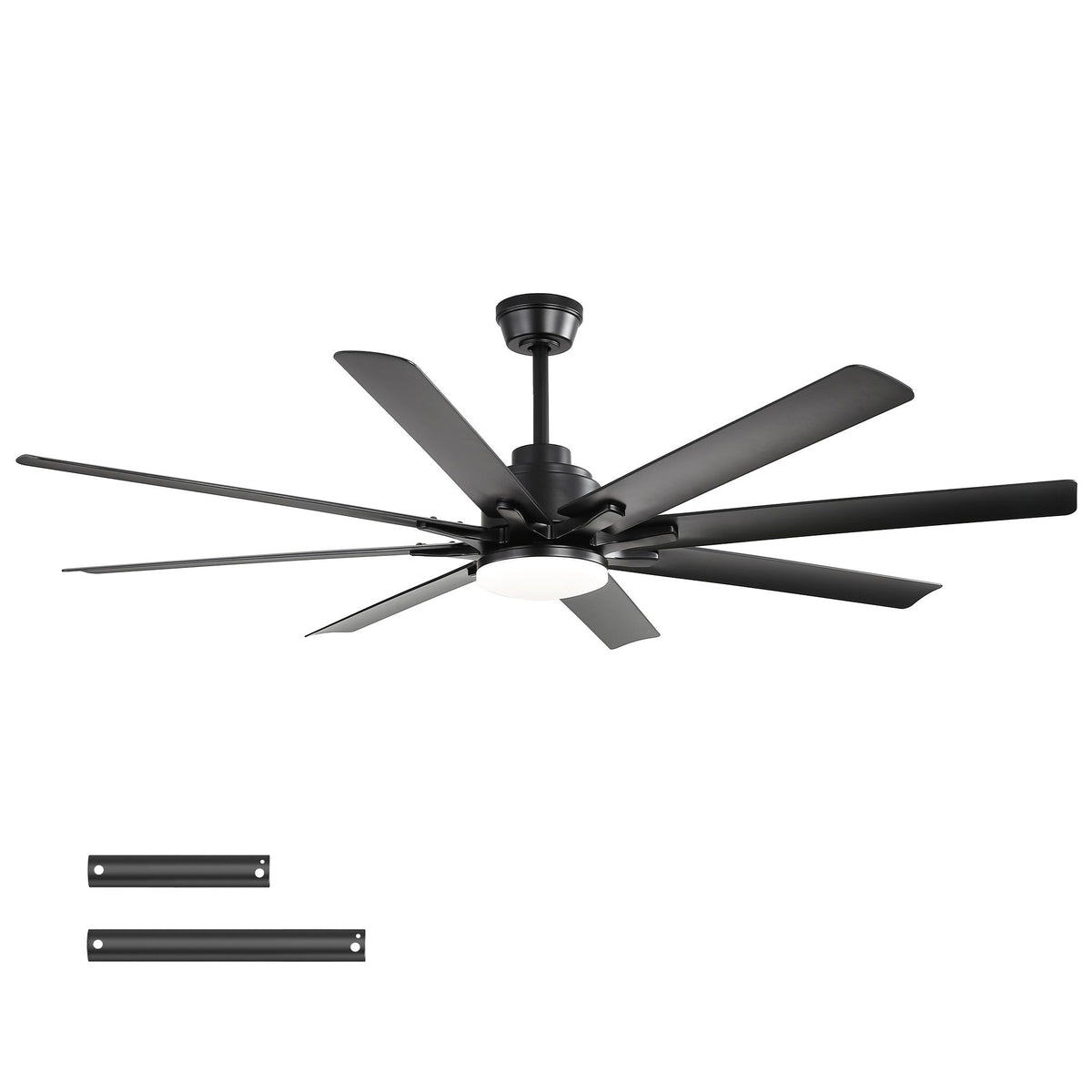 52" Smart Ceiling Fan With 8 Blades, Voice Remote Control, 6 Wind Speeds, LED Light - Black