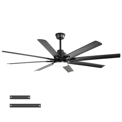 52" Smart Ceiling Fan With 8 Blades, Voice Remote Control, 6 Wind Speeds, LED Light - Black