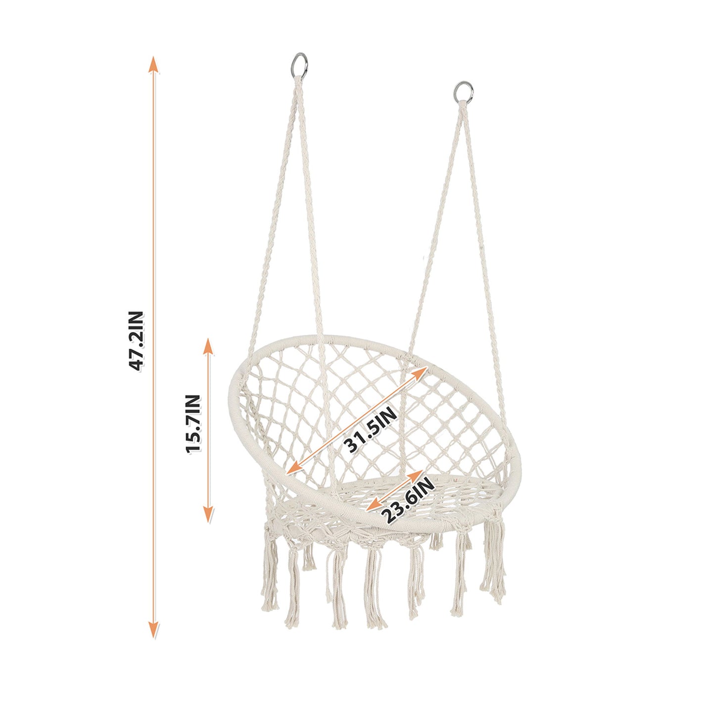 Macrame Hanging Hammock Chair, Rope Swing For Indoor And Outdoor Use